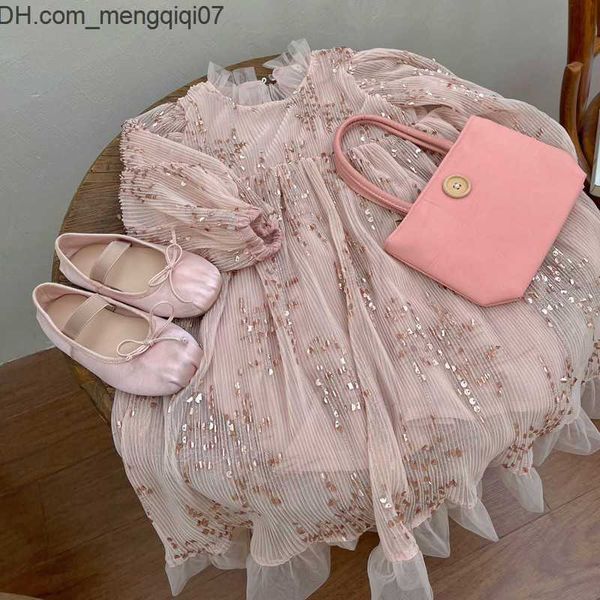 Платья для девочек Платья для девочек deer jonmi Spring Baby Pink Princess Блестки с пышными рукавами Бальное платье Детское платье для дня рождения 230518 Z230701