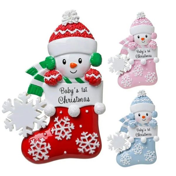 2022 personalisierte Socken Weihnachtsbaum Dekorationen DIY Schneemann Anhänger Ornamente Zimmer Dekor JY01