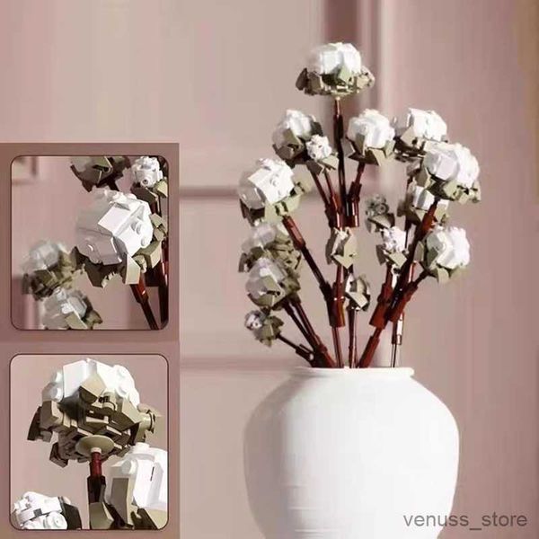 Blocchi Bouquet di fiori Blocchi di costruzione Cotone Modello Assemblaggio Pianta Decorazione domestica Giocattolo originale Mattoni Ragazza Regalo R230701