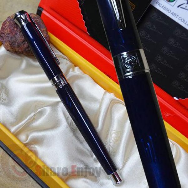 Pens Picasso 903 Blue and Silver Iridium Fine Funtain Penna