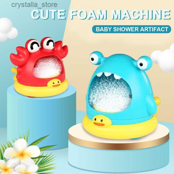 Üfleme Kabarcık Bebek Banyo Oyuncakları Açık Köpük Makinesi Sevimli Karikatür Köpekbalığı Ve Yengeç Banyo Yüzme Havuzu Oyuncakları Küvet Sabun Makinesi L230518
