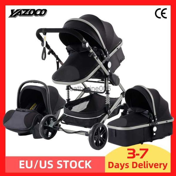 Lusso 3 in 1 passeggino portatile alto paesaggio oro nero carrozzina pieghevole multifunzionale neonato Carrinho De Bebe L230625