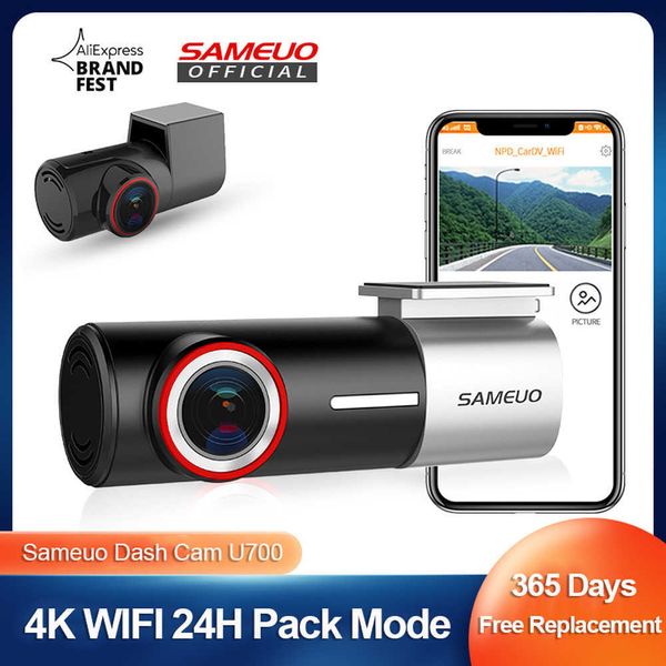 Dvr per auto Dvr Dash Cam Registrazione telecamera anteriore e posteriore QHD1944P Videoregistratore WiFi 4K Parcheggio 24 ore SAMEUO U700 Black Box DashcamHKD230701