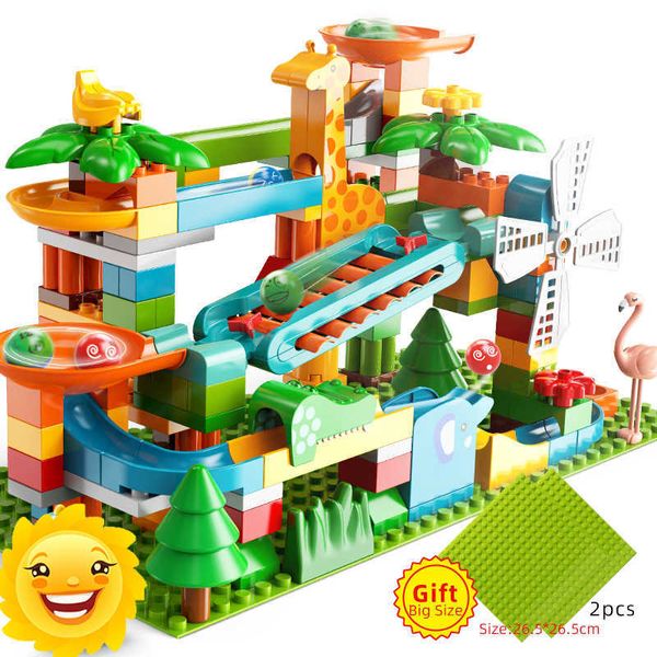 Blöcke Neueste Klavier Marmor Rennen Run Block Große Größe Bausteine Kunststoff Trichter Rutsche DIY Montage Ziegel Spielzeug Für Kinder kinder GeschenkHKD230701