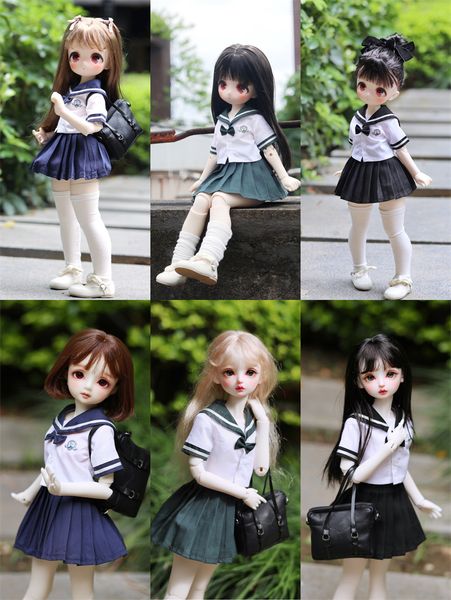 Puppenhauszubehör Bjd-Kleidung Geeignet für 1 4 1 5 XIONG MEI Puppe kurzer Rockanzug Frühling und Sommer Schuluniform BJD-Zubehör 230630