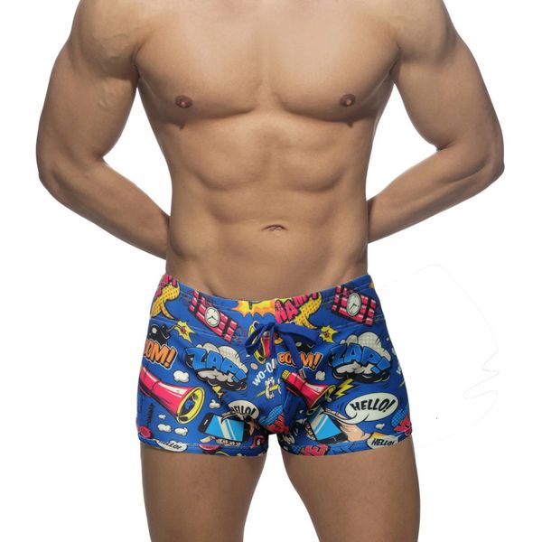 Calções de banho masculinos calções de banho curtos estampados homem moda cintura baixa calções de banho masculinos roupas de praia azul branco cinza 230630