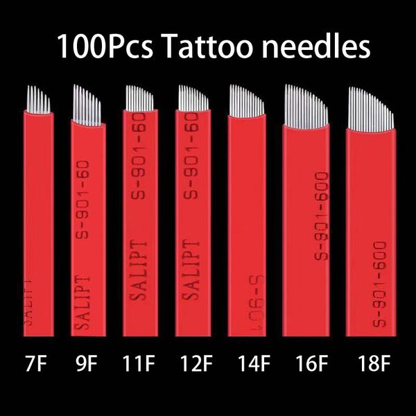 Tattoo-Nadeln, 100 Stück, Tebori 7, 9, 11, 12, 14, 16 Flex, Microblading-Lamellen, Nano-Tattoo-Nadeln, Stifte, Klinge für 3D-Make-up, Augenbrauen, Stift, Stickerei, 230630