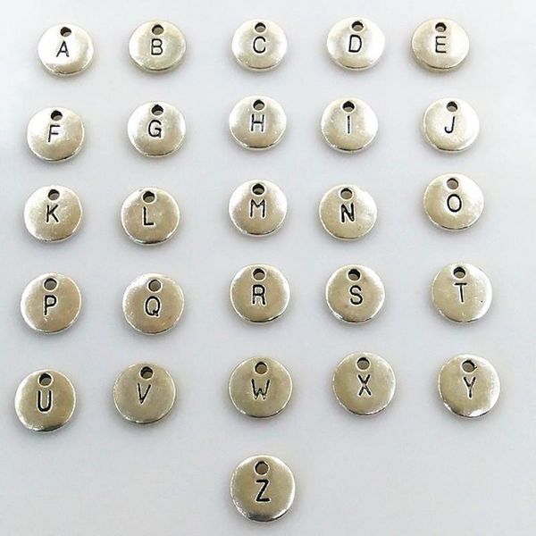 Schmuck, 130 Stück, doppelseitig, rund, Scheiben-Anhänger, Alphabet, Az, Buchstaben, Tag, Charms, Stempel, Initialschmuck, 10 mm, Schmuckherstellung