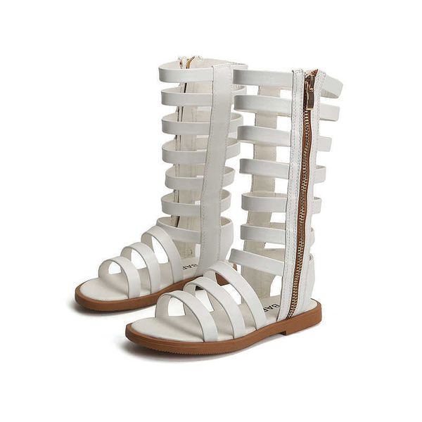 Tênis 2023 verão novo meninas sandálias de couro PU crianças sandálias romanas arco botas femininas crianças sandálias gladiador tamanho 26-37 B969HKD230701