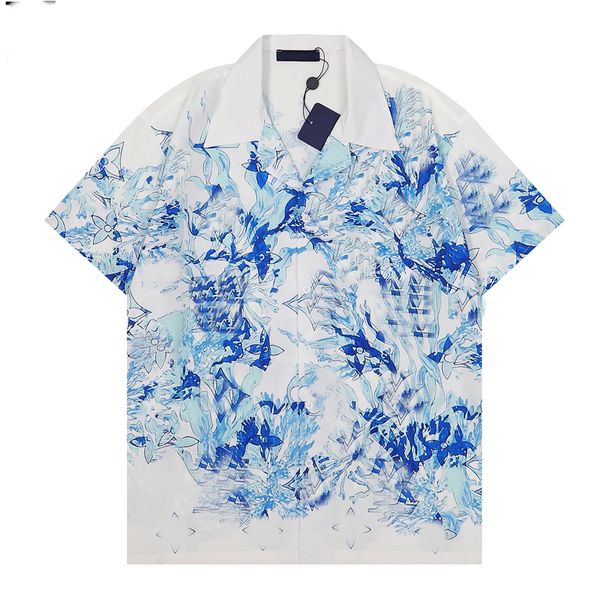 Camisas de grife de luxo Moda masculina Camisa de boliche com estampa geométrica Hawaii Floral Casual Camisas masculinas slim fit manga curta variedade 3xl