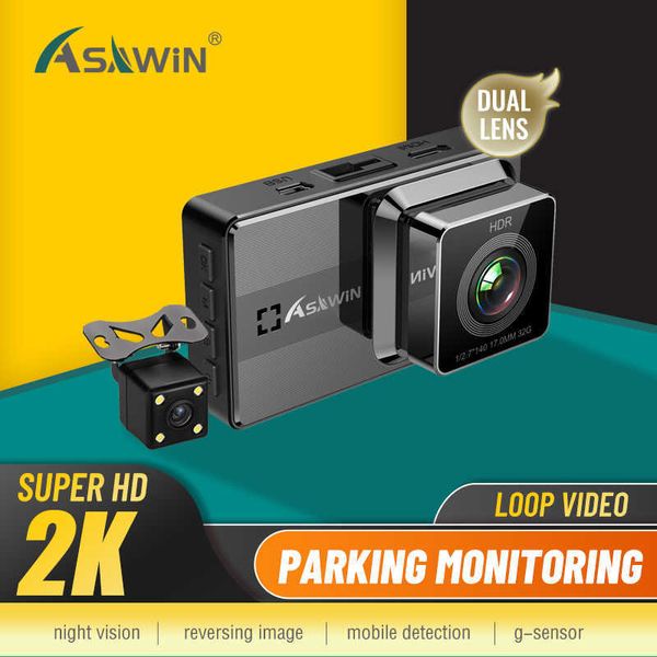 Carro dvr Asawin A12S Dual lens Dashcam Front And Back Para Camera 24H Park Mode WDR HDR inch IPS Night VisionHKD230701