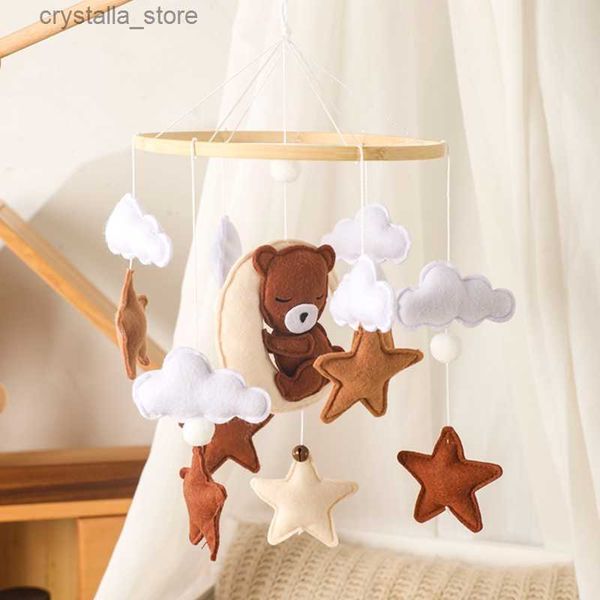 Facciamo sonagli per bambini in legno morbido feltro cartone animato orso nuvoloso stella luna appeso letto campanello mobile culla giocattoli educativi Montessori L230518