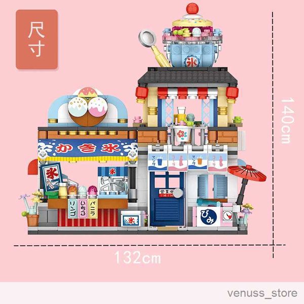 Blöcke MINI Blöcke Japan Meer Fisch Lebensmittel/Eis Yaki Kreative Einzelhandelsgeschäft Mit Figur Puppen Sets Kinder Geschenke Spielzeug R230701