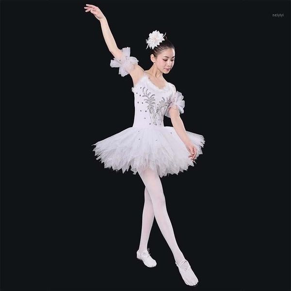 Traje de Palco Cisne Branco Profissional Ballet Tutu Criança Crianças Meninas Traje de Bailarina Contemporâneo Trajes de Dança de Festa Adulto1216P