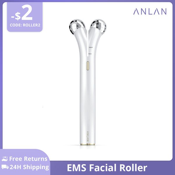 Dispositivos de cuidados faciais ANLAN EMS Roller Electric V Massagers Microcorrente Lift Beauty Machine Slimmer Double Chin Massage Skin Tool 230701