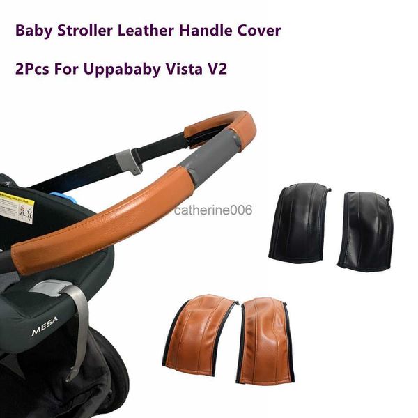 Cobertura de apoio de braço de couro para carrinho de bebê para Uppababy Vista V1 V2 Alça Capa protetora para barra Capas protetoras Acessórios para carrinho de bebê L230625