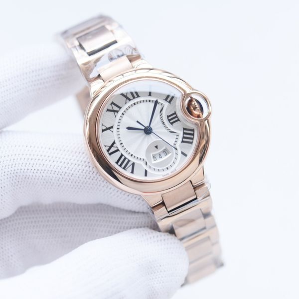 Neuer Luxus -Designer -Klassiker Ballon Automatische Uhr Eingelegt mit farbigem Diamant 33mm Sapphire Glass A Ladies Lieblings Weihnachtsgeschenk