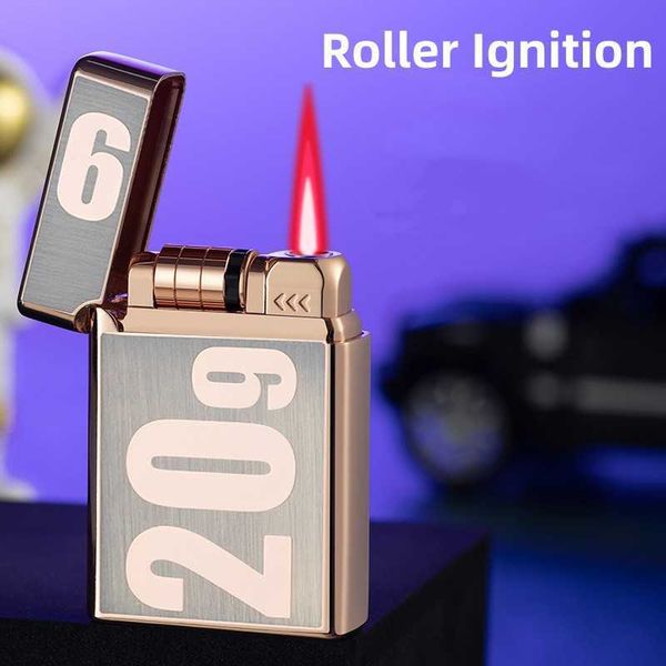 Roller Ignition Inflável À Prova de Vento Bateria Dupla Mutável Retro Trend Creative Charuto Masculino Portátil Gás Metal Isqueiro MH3E