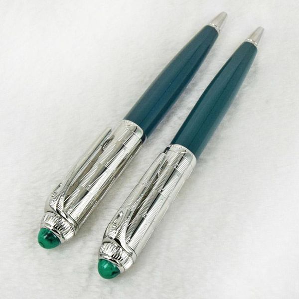 Pens mss roadster de ct lüks klasik yeşil/mavi lake namlu tükenmez kalem kalitesi gümüş/altın klip yazma pürüzsüz