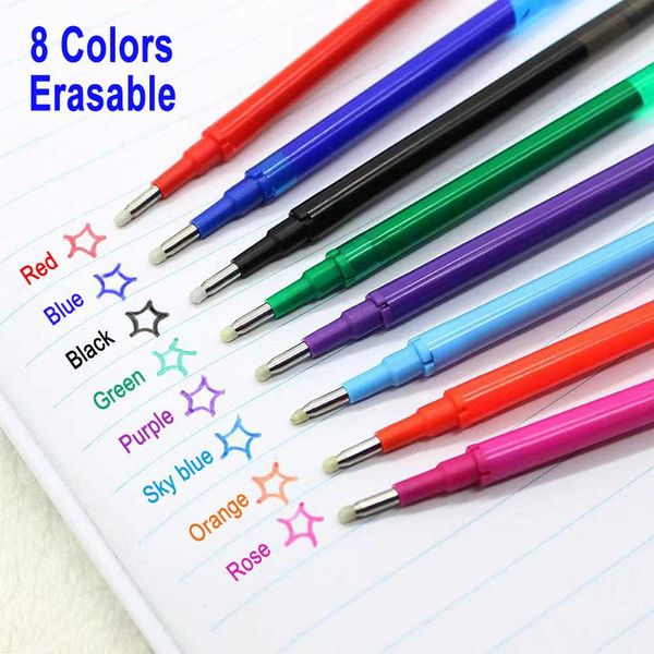 Stifte 51pcs/Set 0,7 mm 0,5 mm Tipp löschbare Gel -Stift -Nachfüllstange 8 Farbe Ink Office School Schreiben Schreiben Zeichnungsgriff Accessoire 11 cm