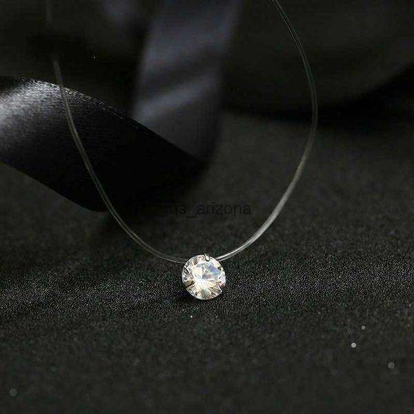 2019 Femme Nouveau Coeur Étoile Collier Météorite Pendentif Transparent Ligne De Pêche Invisible Femmes Zircon Pendentifs Collier Bijoux L230620