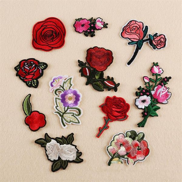 DIY-Patches, Pflaumenrose, für Kleidung, Nähen, Ideen, bestickte Werkzeuge, Patch-Applikation auf gepatchtes Zubehör, Abzeichen, Aufkleber zum Clothe249C