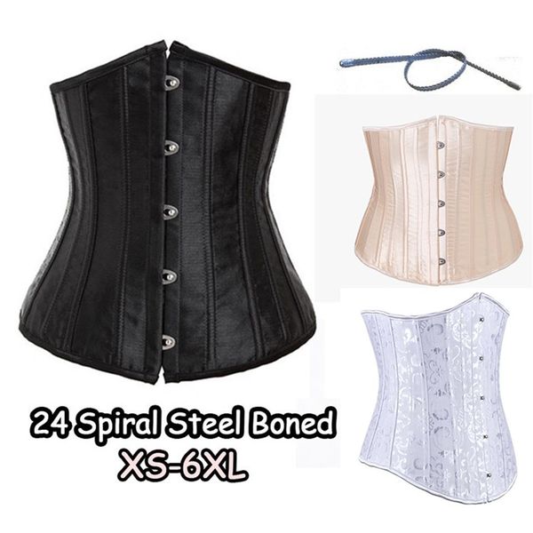 Corset 24 Full Steel Cincher Cincher Trainer Cetin Corset Waist Training Espartilhos Underbust Plus Size Corset Modeling Strap XS-62190