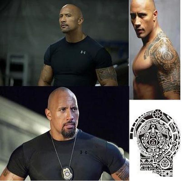 Tatuagens Temporárias Tatuagem Temporária 'Velozes Furiosos' Dwayne The Rock Johnson tatuagem braço tamanho grande tatuagem flash removível à prova d'água para homem 1pc 230701