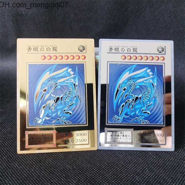 Giochi di carte Yugioh Golden Metal Cards YuGiOh Alloy Collection Card Blue Eyes Dark Magicial Obelisk Slifer Ra Kids Christmas Birthday Gift 220808 Z230701