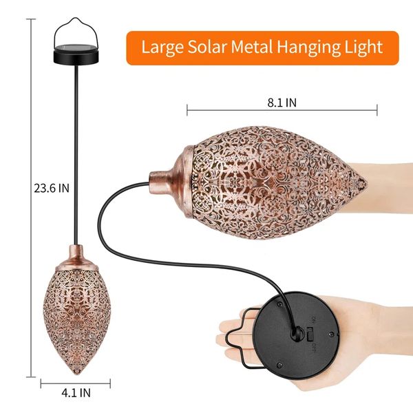 Outdoor Hanging Hohlout Laternenleuchte, wasserdichtes solarbetriebenes Skelettlicht mit Haken für Garten Yard Terrasse Korridor Fenster Landschaftsdekor, warmes Weiß