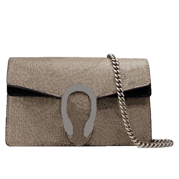 Borsa a tracolla alla moda Borsa da donna classica con design a testa di tigre in bronzo antico Lettera Logo Mini Borsa a tracolla in pelle di vacchetta da 16,5 cm