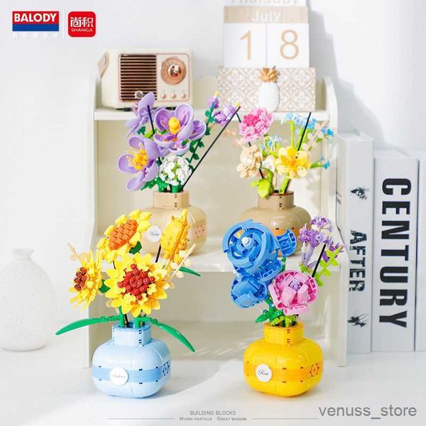 Blocchi 2023 Città Creatività Fiore Girasole Set Piante in vaso Modello Mini Blocchi di costruzione Decorazione della casa Giocattoli per bambini R230701