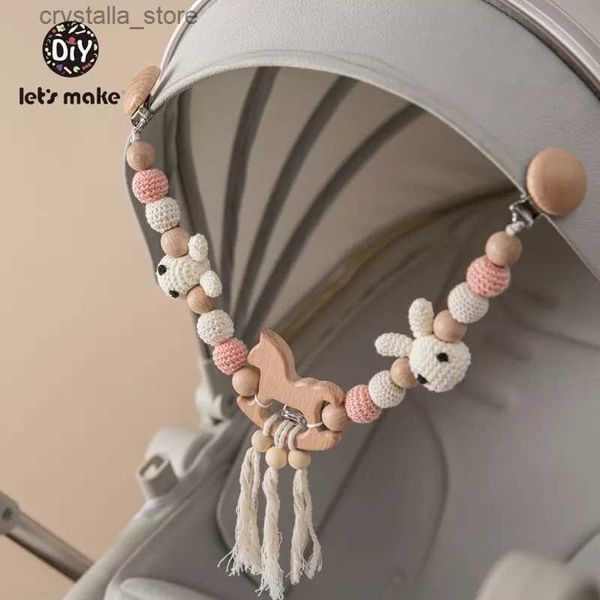 Lassen Sie uns machen Holz Beißring Baby Bett hängen Rasseln Spielzeug machen Lärm Vogel Elefant Form häkeln Perlen Armband Kinderwagen Clip Baby Rassel L230518