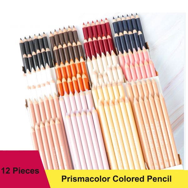 Карандаши 12PCS Prismacolor Цветной карандаш Черный Белый Цвета кожи Professional Highlight Sketch Graphite Artist Drawing Blending 230630