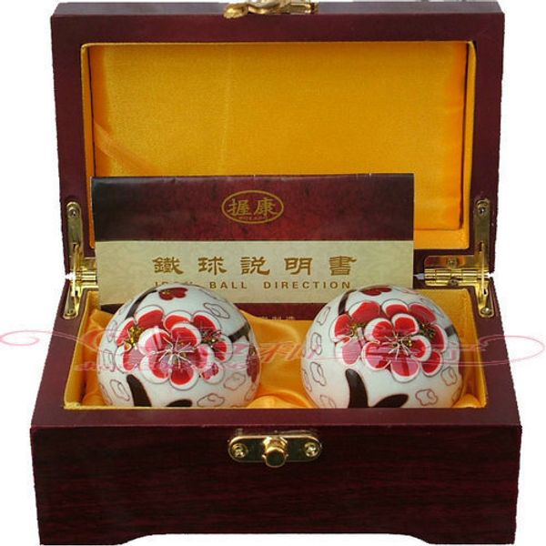 Массажные камни Rocks Baoding Iron Ball 50MM Мяч для фитнеса гандбол Белый цветок сливы Cloisonne Здравоохранение Play подарок родителям день матери день отца 230701