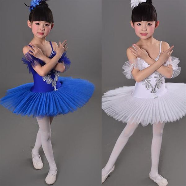 Stage Wear Tutu di balletto per bambini bianchi Costumi per abiti da ballo Swan Lake Kids Girls Ballroom Dance Outfits2423