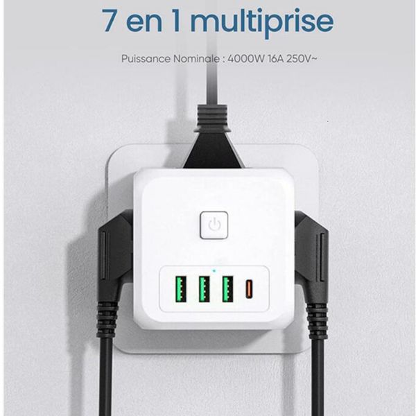 Cabo de alimentação Plugue Tomada de parede da UE Tira de energia USB 250V 16A AC Tomada Extensão de energia 4000W Adaptador de plugue padrão europeu Conversor Sockets CE 230701