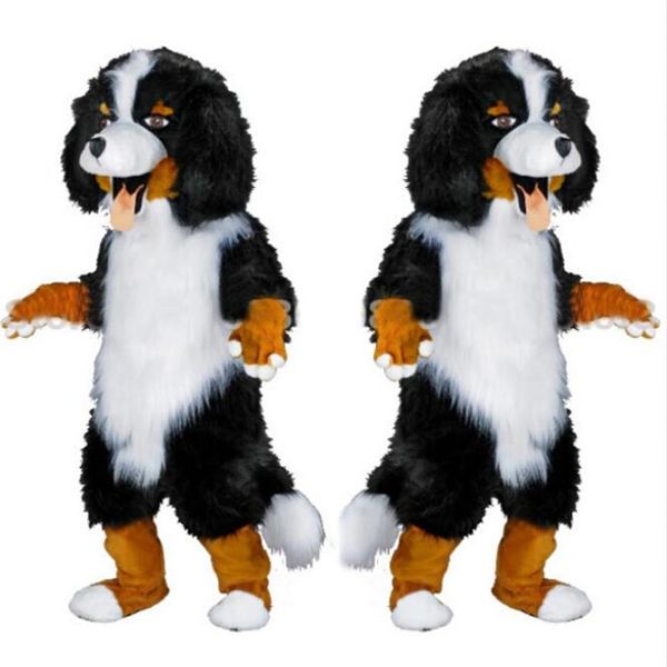 2017 Fast design Custom White Black Sheep Dog Mascot Costume Cartoon Character Fancy Dress for party supply Adult Size2749