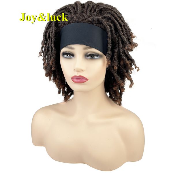 Synthetische Perücken Stirnband Dreadlock Perücke Synthetische Ombre Braun Schwarz Haarband Frauen Kurze Dreads Flechten Crochet Twist Perücke 230701