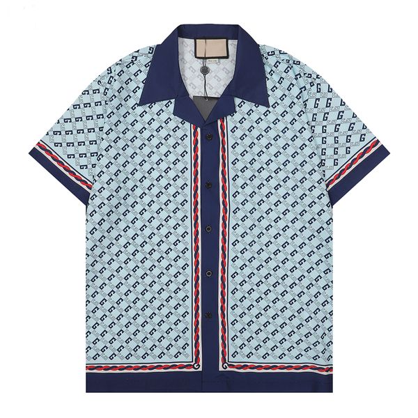 2023 Abito da uomo di lusso di design Camicie Camicia di seta Abiti di lusso Manica corta lettera stampa clowers Colletto estivo casual da uomo colori misti Taglia M-3XL