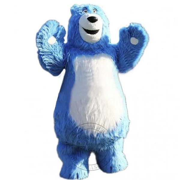 Traje de mascote de urso azul super fofo fantasia de desempenho de carnaval vestido extravagante