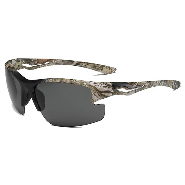 Modische Camouflage-Rider-Sonnenbrille, rutschfeste Halbrahmen-Windbrille mit Quecksilbergläsern