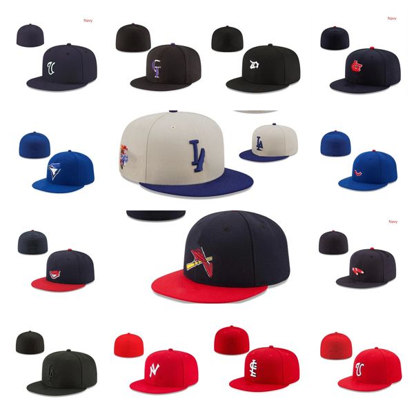 Mode neueste angepasste Hüte Snapbacks Ball Designer Fit Hut Stickerei verstellbare Baseball-Baumwollkappen Alle Team-Logo-Sportarten Hip Hop geschlossene Mesh-Sonnenmützenkappe