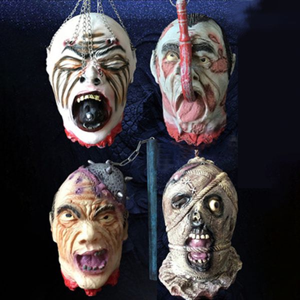 Máscaras de festa Decoração de Halloween Casa Assombrada Bar Venue Props Brinquedo Fantasma Assustador Crânio Pendurado na Cabeça 230630