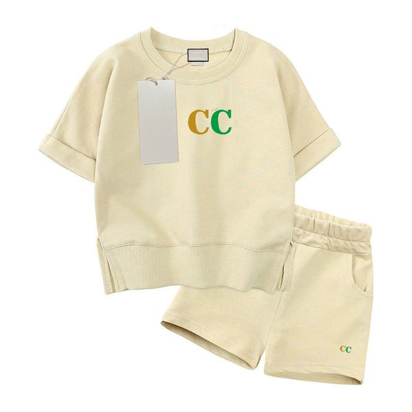 Disponibile 3 stili abbigliamento firmato per bambini set per bambini set per bambini ragazzi Girocollo T-shirt a maniche corte con stampa logo in puro cotone pantaloncini tuta per bambini