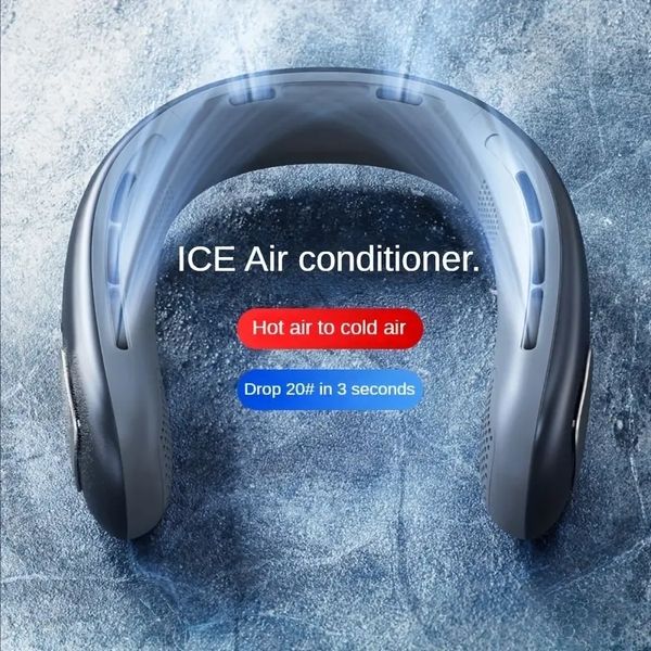 Ventilatore da collo portatile Ventilatore senza lama a mani libere Ventilatore personale indossabile alimentato a batteria Design per cuffie ricaricabile senza lama Ventilatore da tavolo alimentato tramite USB