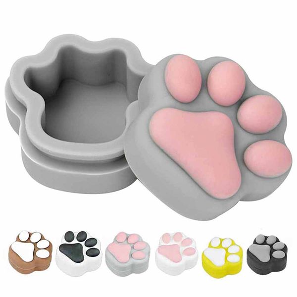 Frasco de Silicone Forma de Garra de Gato 3ml Recipiente Antiaderente Frascos Frascos de Creme Caixa de Armazenamento de Óleo Maquiagem Cosmética Silicone Mini Caixa de Cera Dab Ferramenta Erva Seca Design Bonito Fumar DHL