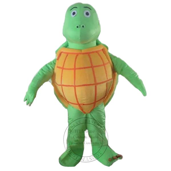 Traje super fofo de mascote de tartaruga marinha verde traje de performance de carnaval roupa de adereços de corpo inteiro