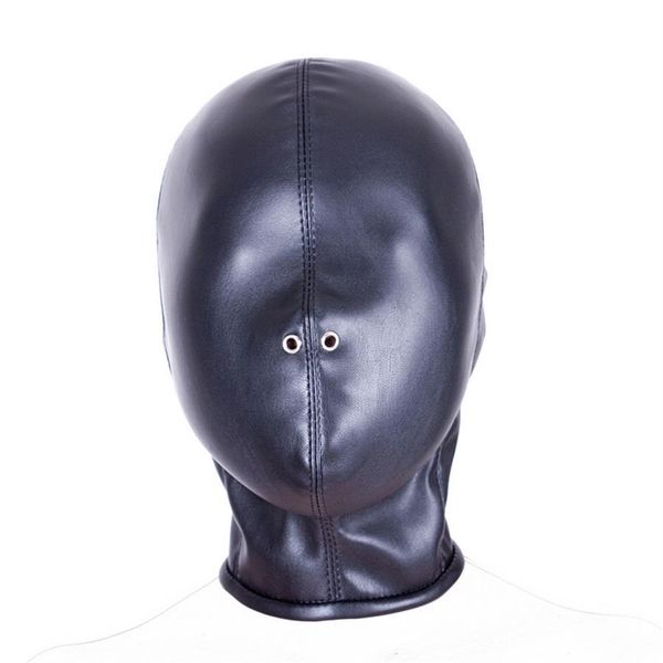 Novo jogo adulto Bondage Quality PVC Fetish Hood totalmente fechado máscara de arnês 02852789