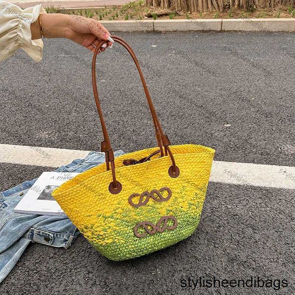 Borsa da donna Anagram Basket Bag Designer Borsa shopping Borsa in paglia intrecciata Borsa da spiaggia estiva Borse a tracolla in tessuto casual alla moda